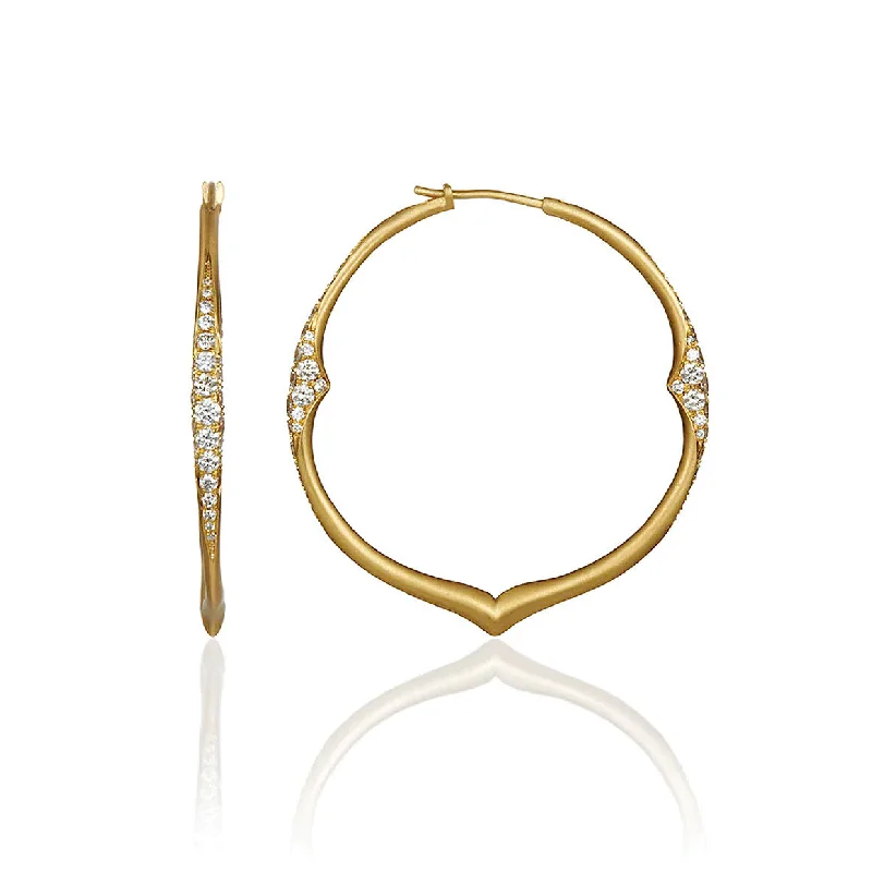 gold moonstone cocktail ring Large Yellow Gold Pavé Hoop Earrings