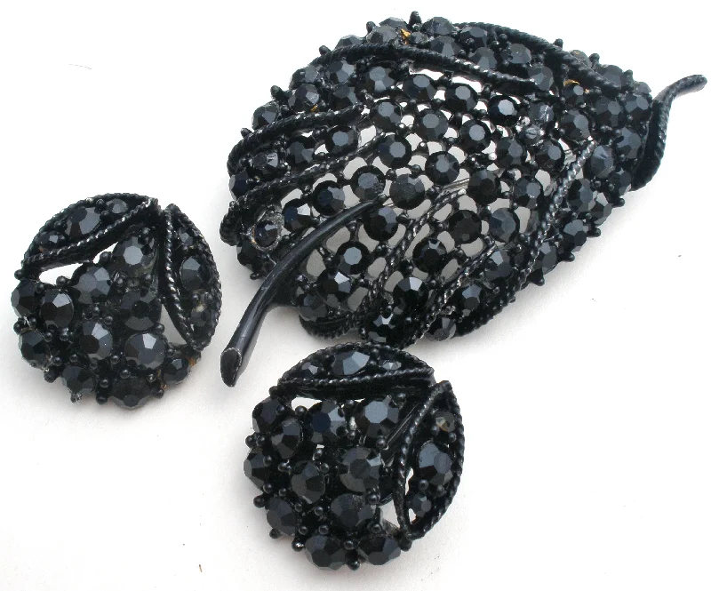 men’s beaded bracelet with charms Leaf Brooch Jewelry Set Black Enamel & Rhinestones men’s beaded bracelet with charms Leaf Brooch Jewelry Set Black Enamel & Rhinestones