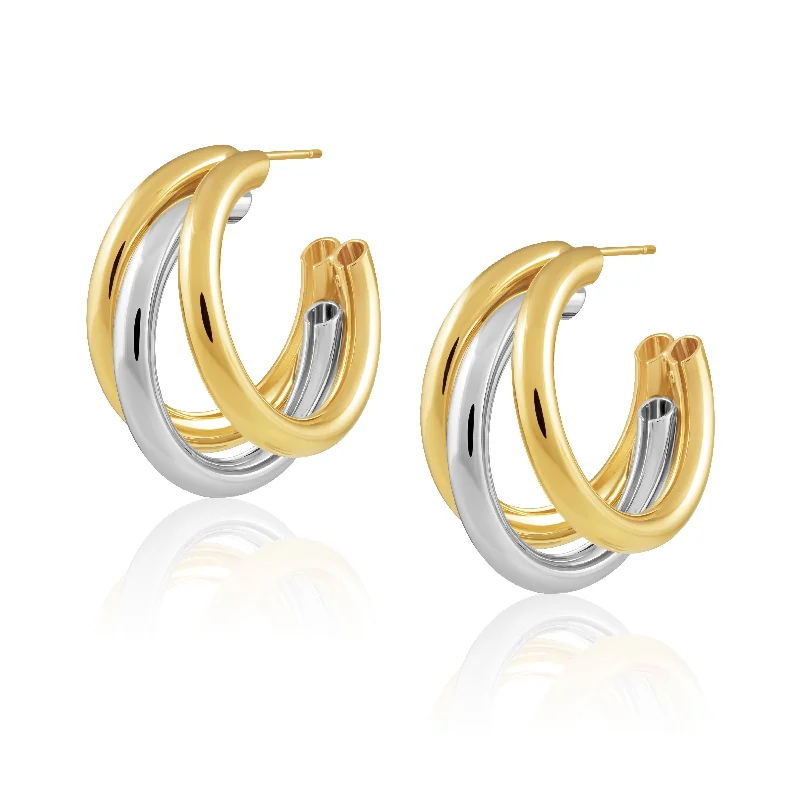 simple turquoise stud earrings Lexi Tri Hoop - Two Tone