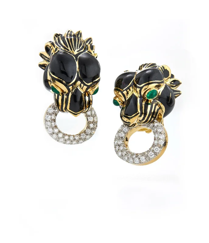 emerald-cut ruby eternity ring Lion Doorknocker Earrings