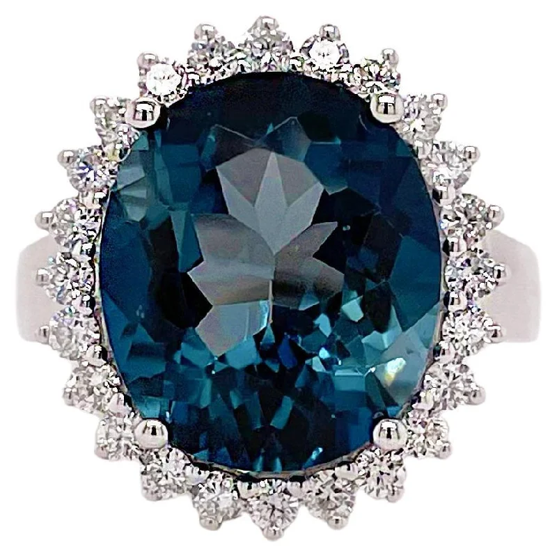 unique moon phase ring 10.36 Carat London Blue Diamond Halo Ring