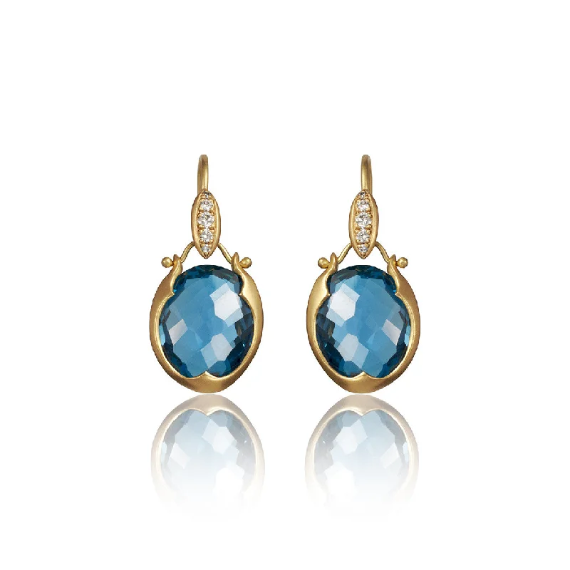 vintage emerald cocktail ring Lovebird Oval Drop Earrings with London Blue Topaz