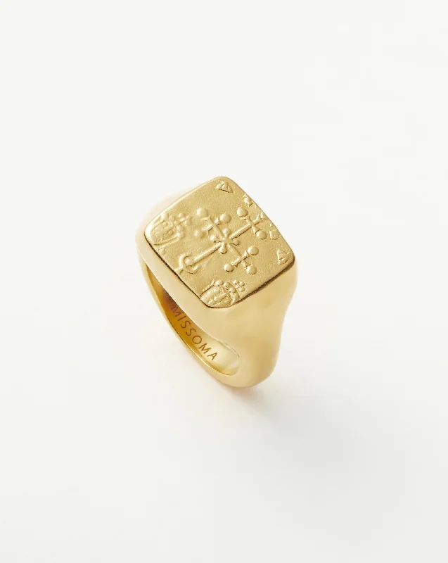 Lucy Williams Byzantine Coin Signet Ring | 18ct Gold Plated