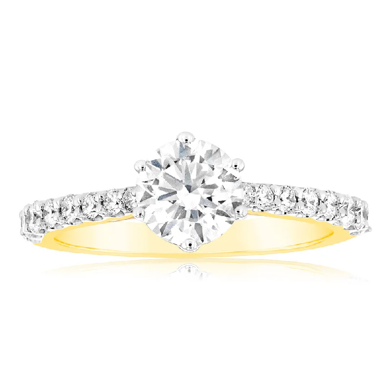 genuine ruby ring women Luminesce Lab Grown 1 Carat Fancy Diamond Ring in 18ct Yellow Gold