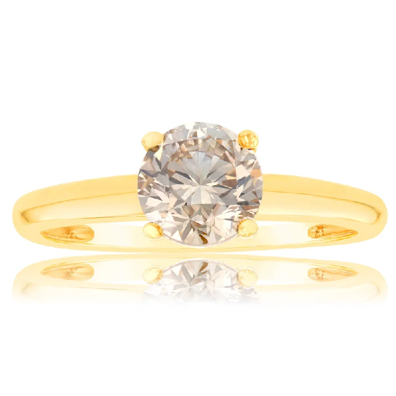 black tungsten wedding band for men Luminesce Lab Grown 1 Carat Light Champagne Solitaire Diamond Ring in14ct Yellow Gold