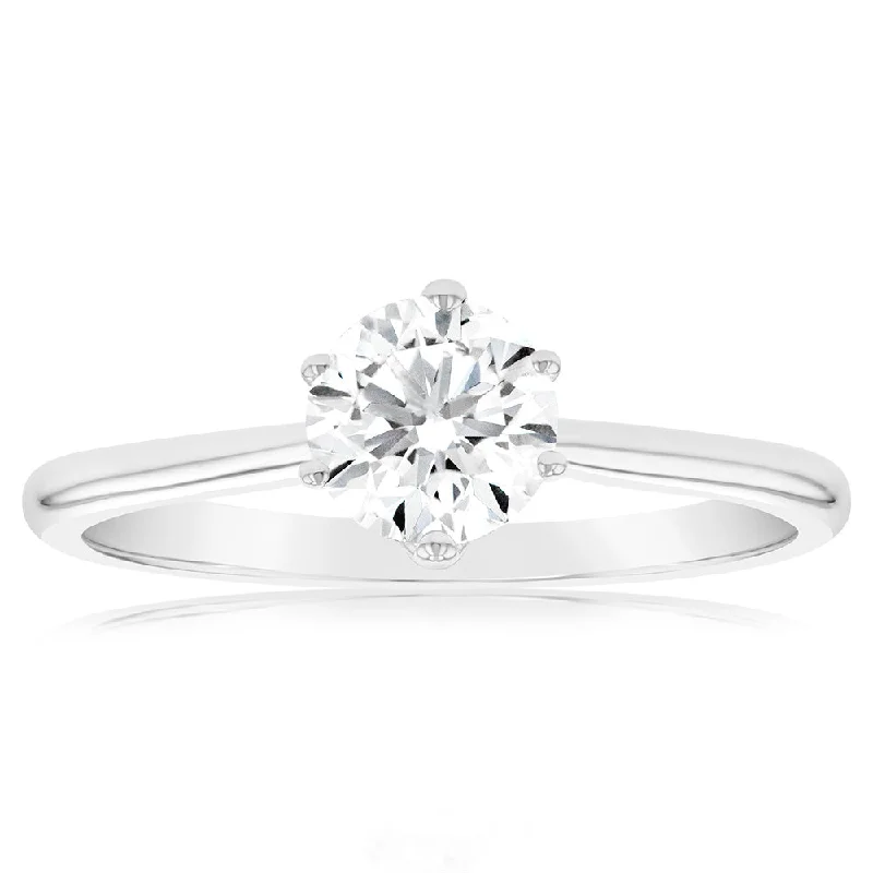 minimalist pearl pendant necklace Luminesce Lab Grown 1 Carat Solitaire Engagement Ring in 14ct White Gold