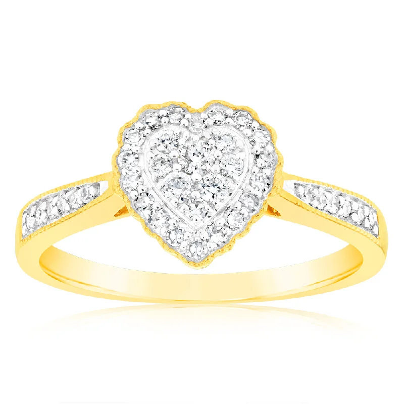 silver hoop earrings small Luminesce Lab Grown Diamond 1/4 Carat Heart Dress Ring in 9ct Yellow Gold