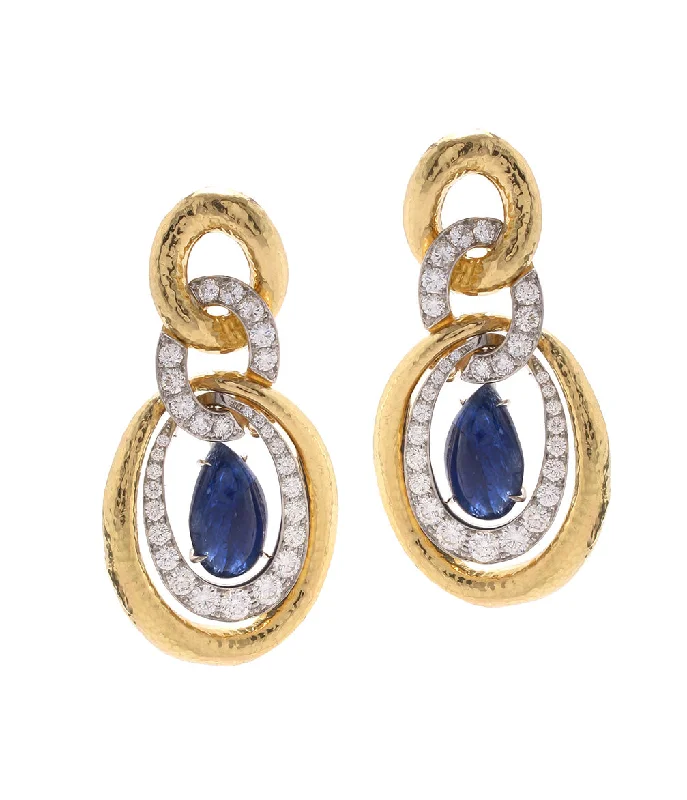modern hexagon stud earrings Madison Twisted Double Oval Hoop Earrings, Sapphire