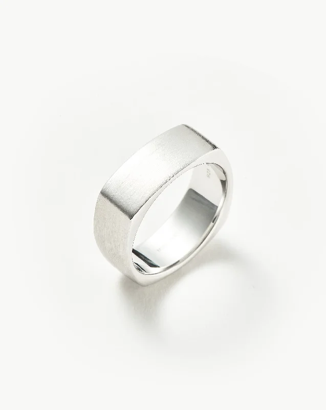 Mens Engravable Matte Wide Ring | Sterling Silver