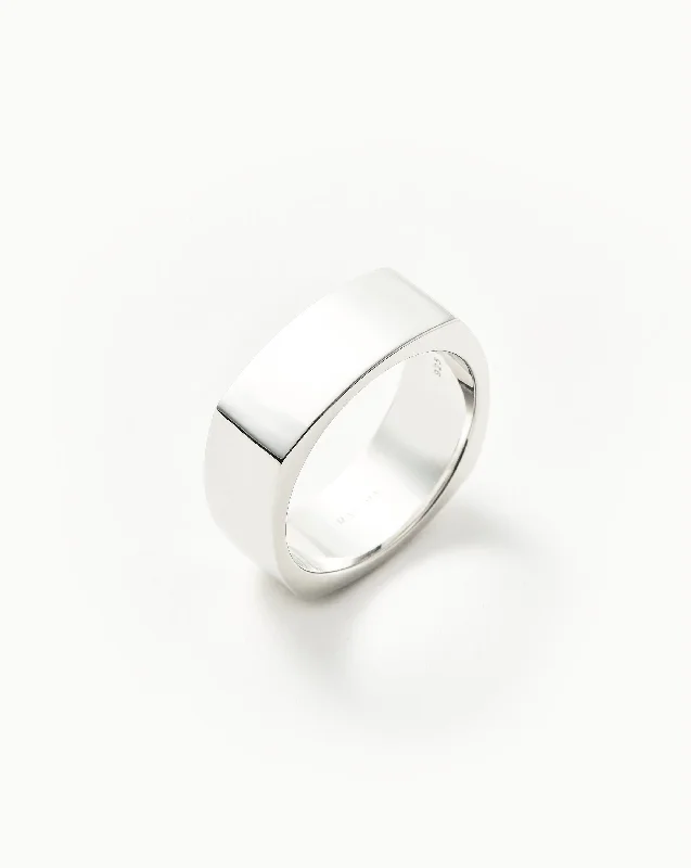 Mens Engravable Wide Ring | Sterling Silver