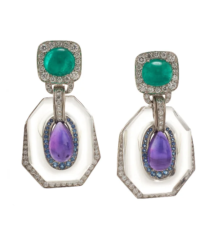 handmade wire-wrapped gemstone ring Midnight Spectrum Earrings