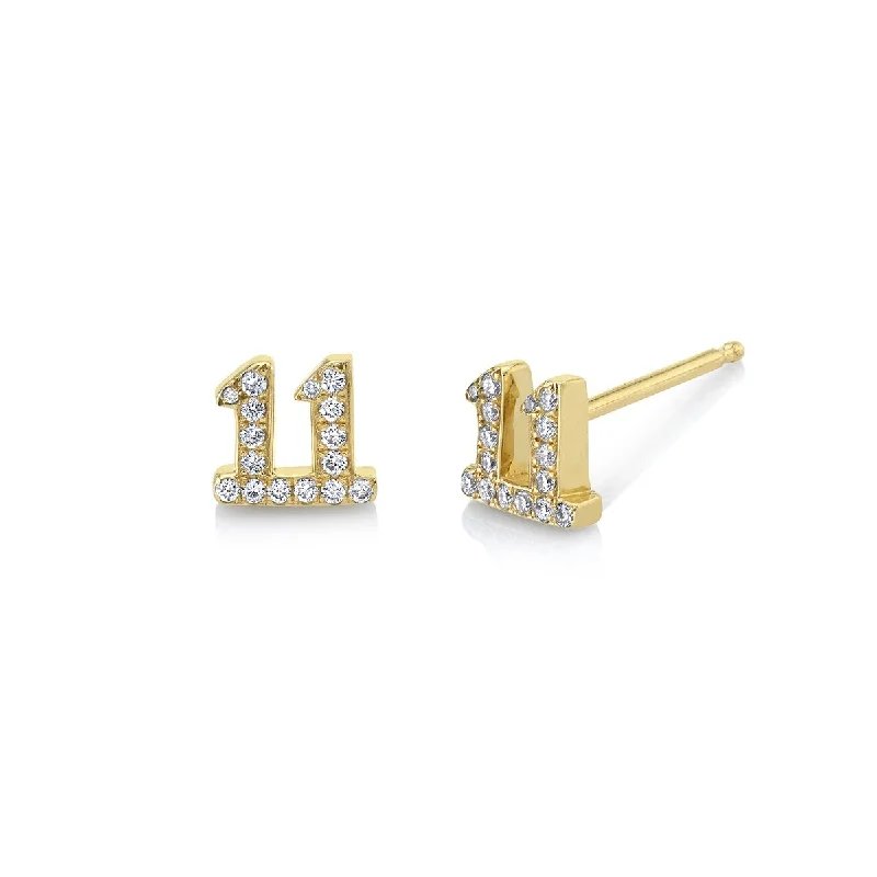 celestial sun charm anklet Mini 11 Numerology Studs with Pavé Diamonds