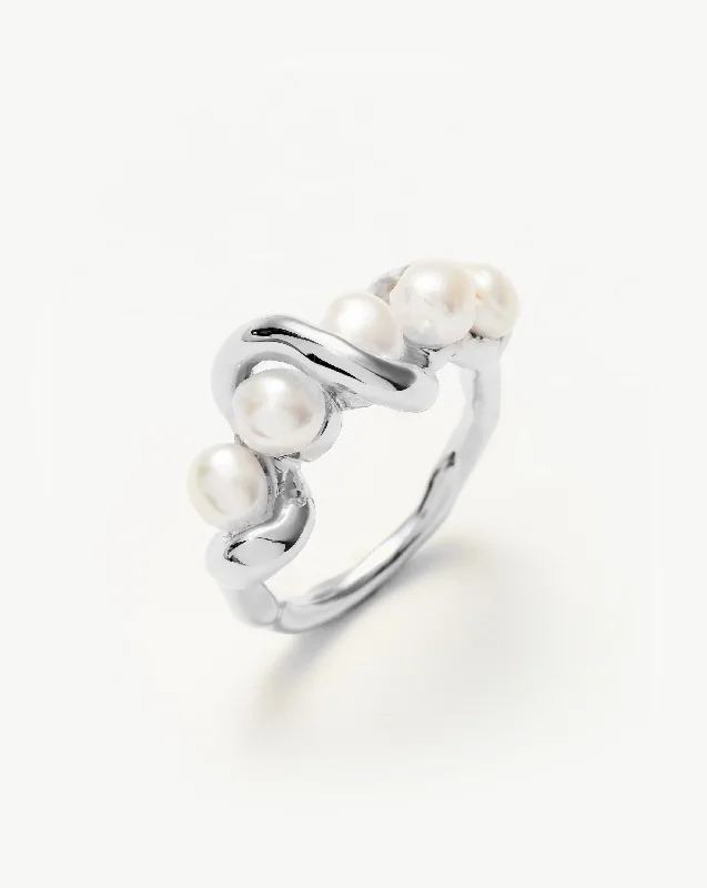 Molten Pearl Twisted Stacking Ring