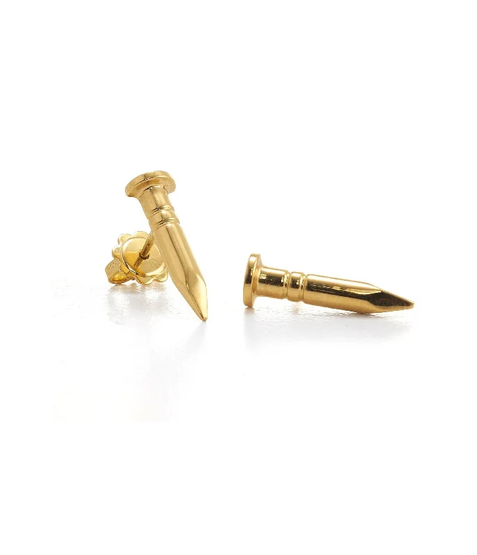 heart-shaped promise ring sterling silver Nail Stud Earrings, Polished 18K Gold