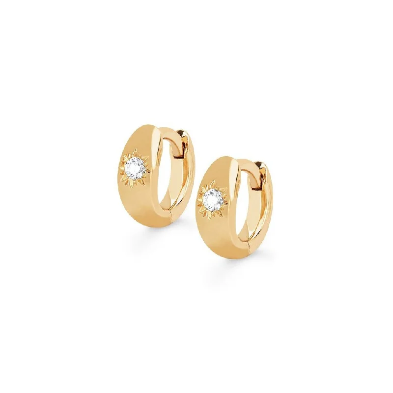 celestial orbit ring set Single Star Set Rounded Diamond Huggies