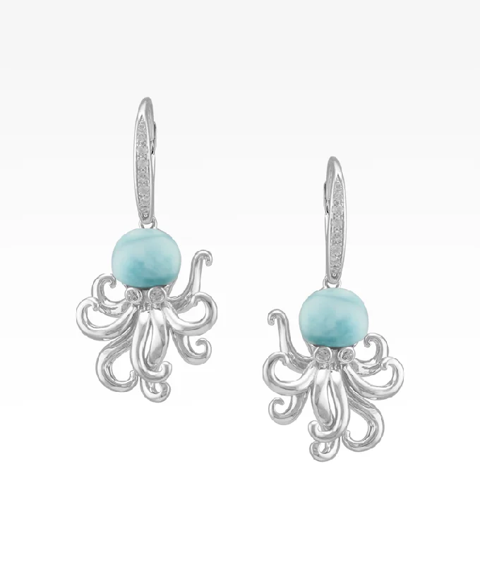 boho tassel earrings handmade Larimar Octopus Earrings