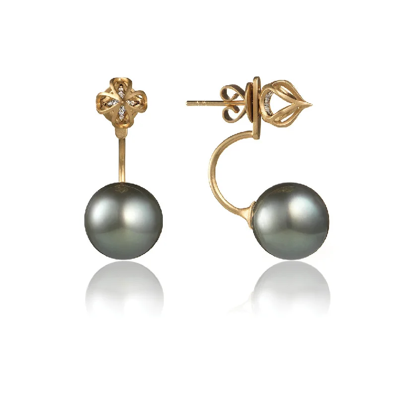 chunky boho turquoise ring Onion Dome and Gray Tahitian Pearl Cage Earrings