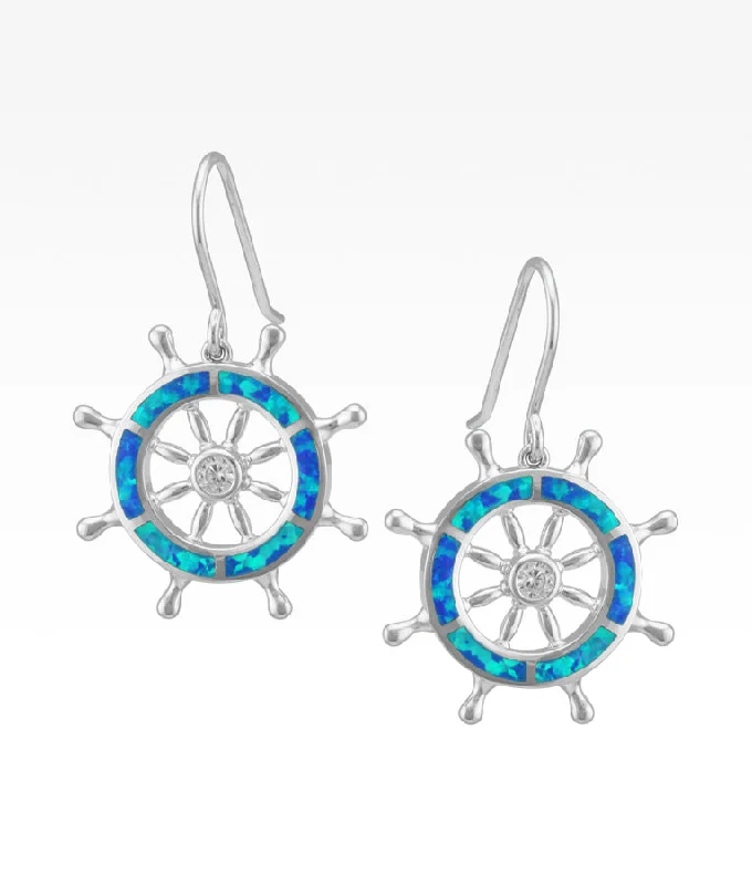 adjustable charm necklace Opal Ship's Wheel Earrings