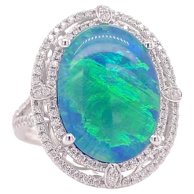 celestial star earrings stud Black Opal Double Diamond Halo Ring