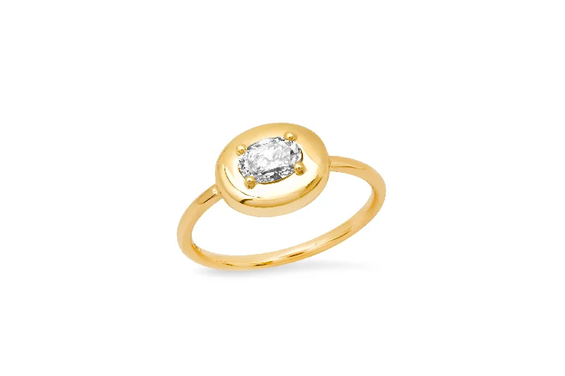 men’s hammered titanium ring Oval Diamond Cloud Ring
