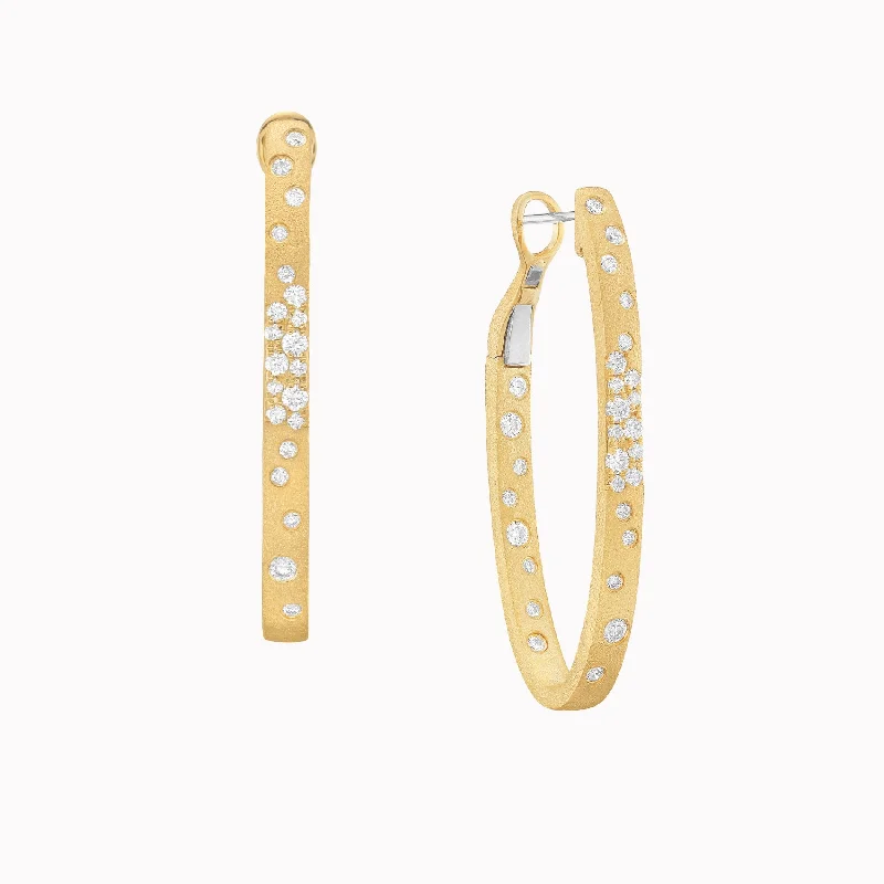 Oval Diamond Confetti Hoops