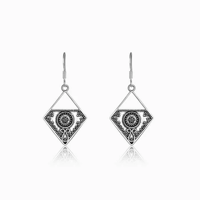 Oxidised Silver Precious Dangler Earrings