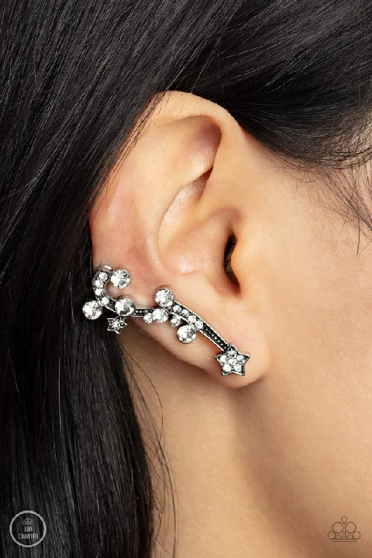 dainty lotus flower ring Paparazzi Earring ~ Astral Anthem - White