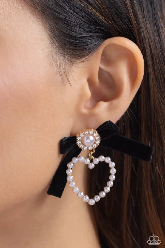 simple engraved wedding ring Paparazzi Earring ~ BOW and Then - Gold