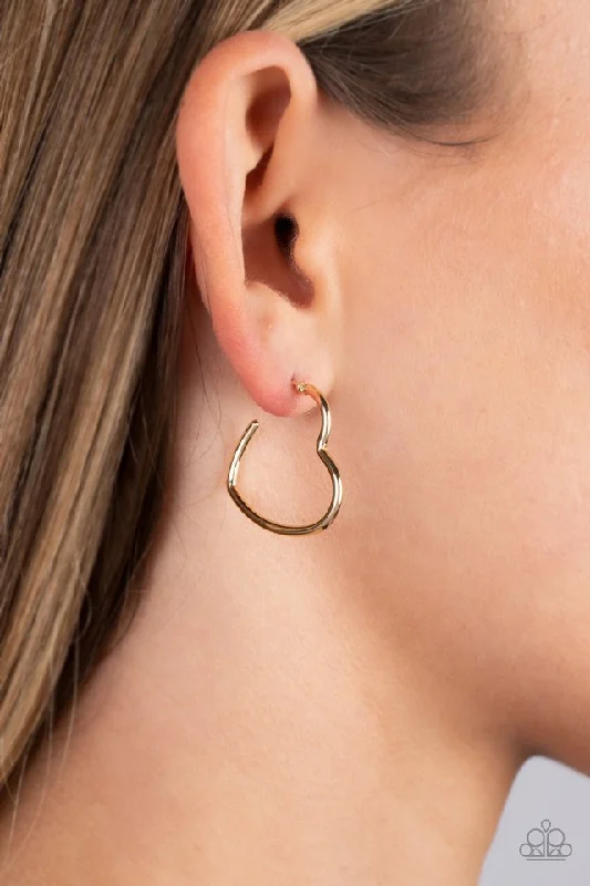 solid gold cartilage hoop Paparazzi Earring ~ Burnished Beau - Gold