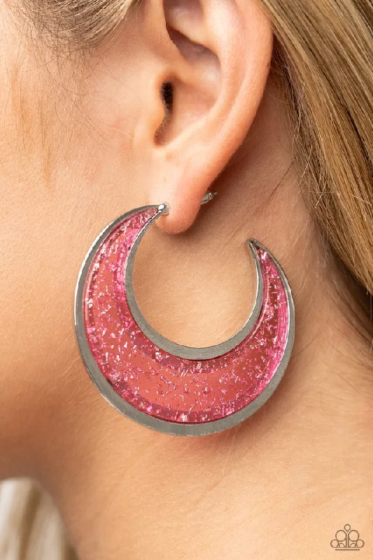 vintage crystal chandelier earrings Paparazzi Earring ~ Charismatically Curvy - Pink