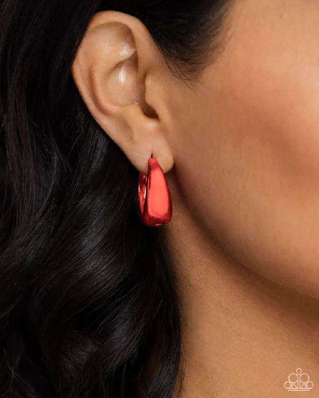 modern infinity signet ring Paparazzi Earring ~ Colorful Curiosity - Red