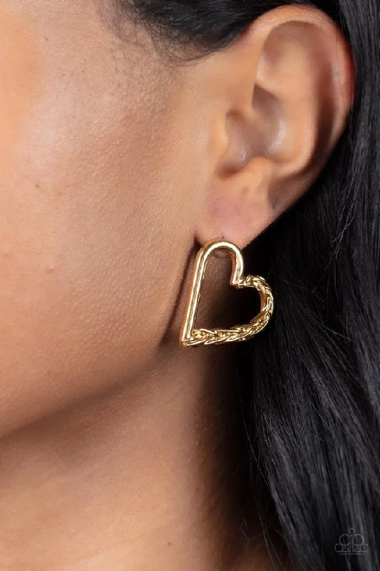 simple gold bar stud earrings Paparazzi Earring ~ Cupid, Who? - Gold