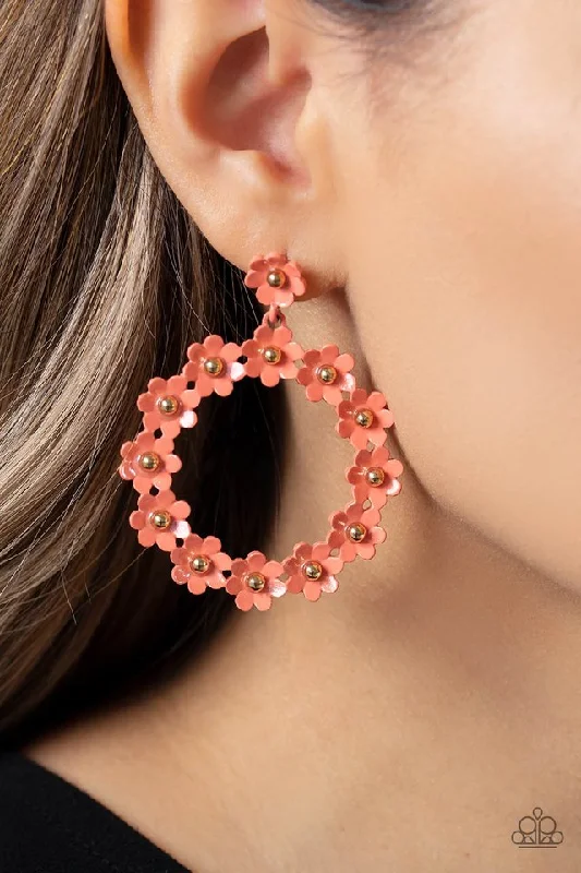 celestial constellation necklace silver Paparazzi Earring ~ Daisy Meadows - Orange
