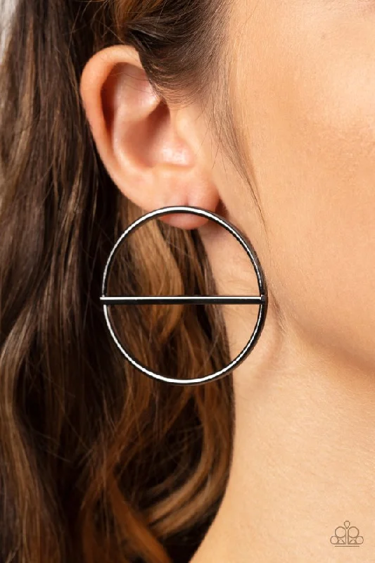 handcrafted filigree ring silver Paparazzi Earring ~ Dynamic Diameter - Black