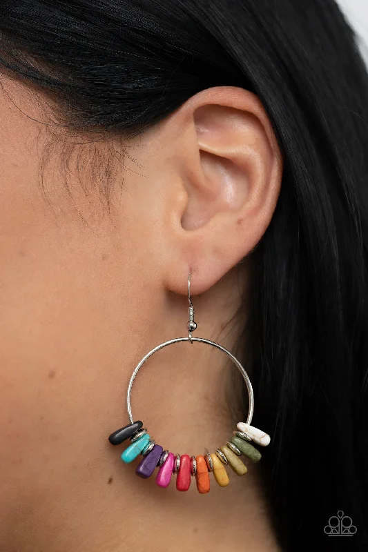 modern geometric earrings gold Paparazzi Earring ~ Earthy Ensemble - Rainbow Multi