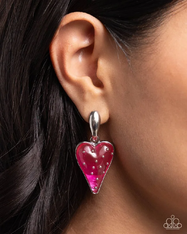 dainty pearl and diamond ring Paparazzi Earring ~ Glossy Goodwill - Pink