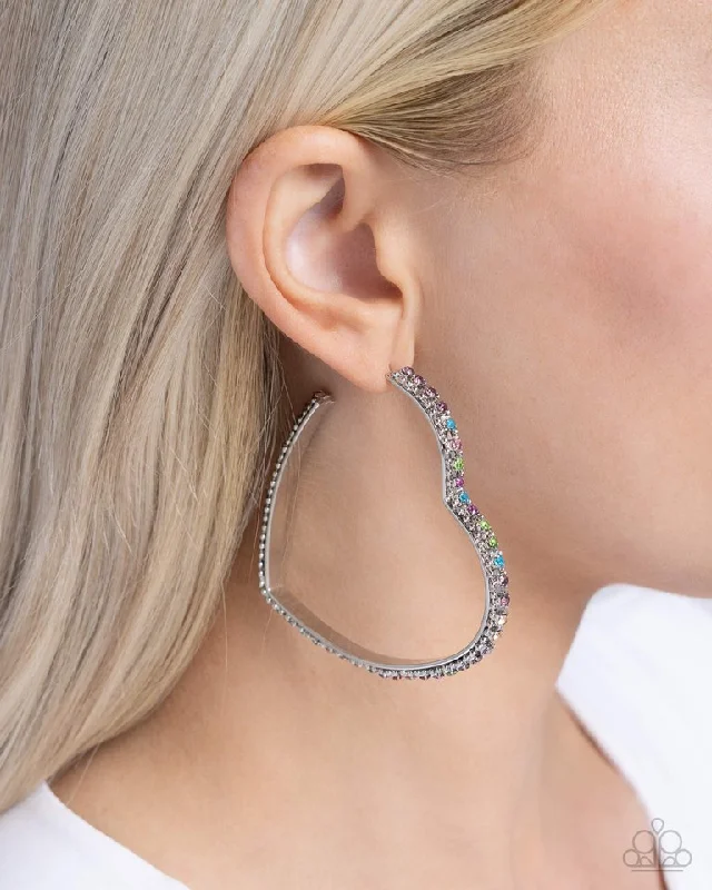 classic diamond hoop earrings Paparazzi Earring ~ Halftime Hearts - Multi