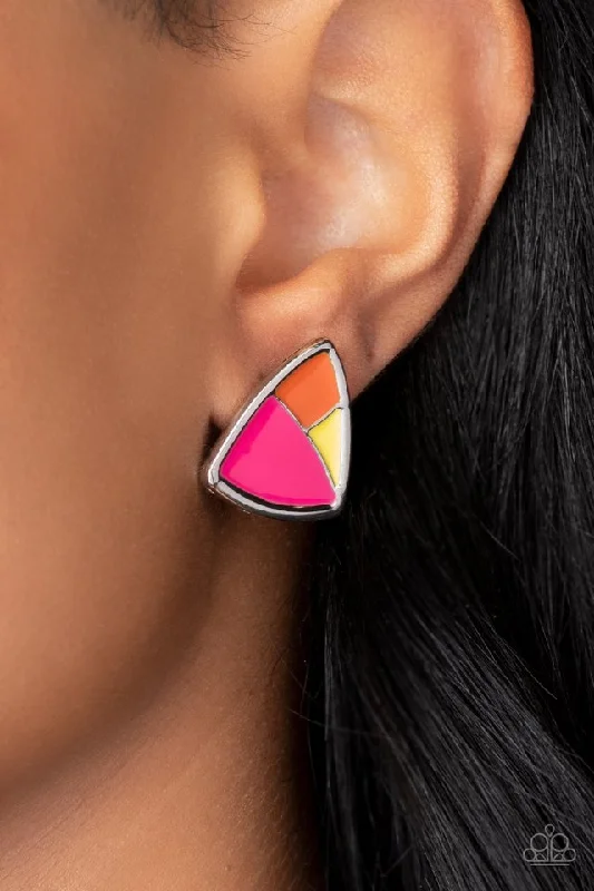 raw amethyst ring silver Paparazzi Earring ~ Kaleidoscopic Collision - Multi