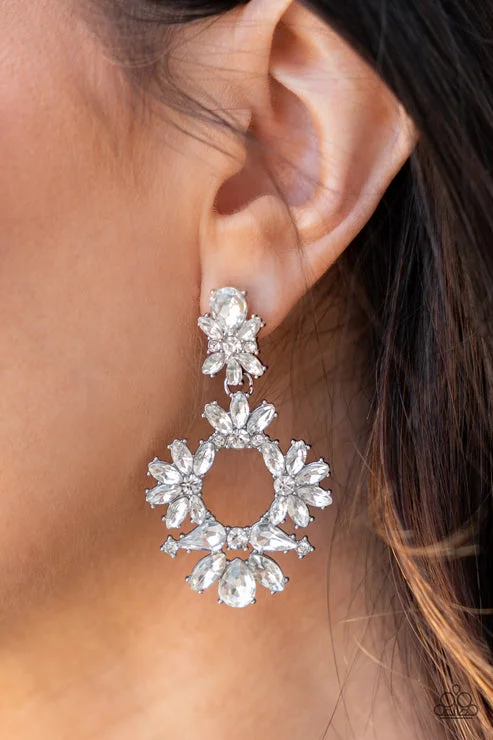 titanium spinner ring anxiety relief Paparazzi Earring ~ Leave them Speechless - White