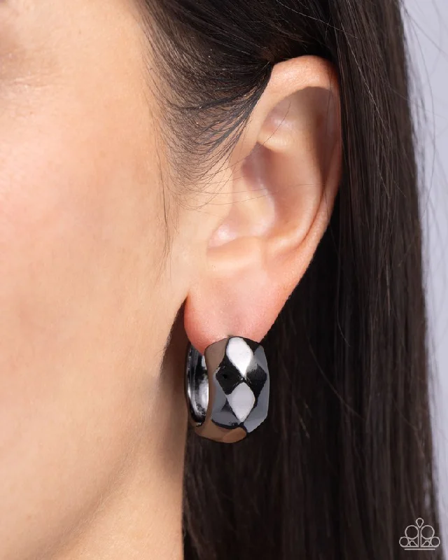 dainty birthstone ring for women Paparazzi Earring ~ Patterned Past - Black