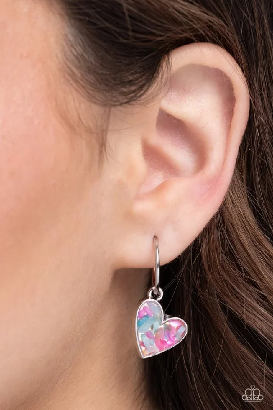 unique square diamond ring Paparazzi Earring ~ Shell Signal - Pink