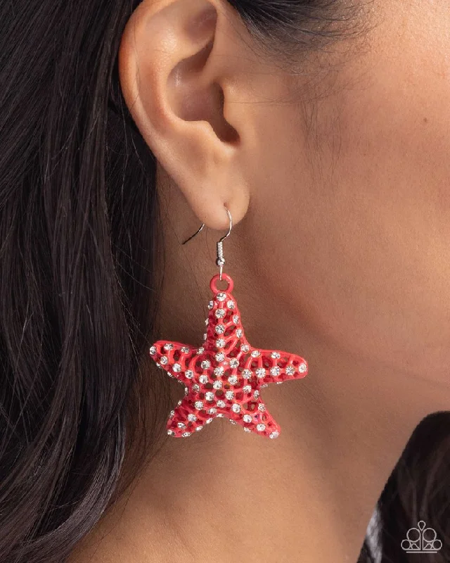 boho shell beaded anklet Paparazzi Earring ~ Skilled Starfish - Orange
