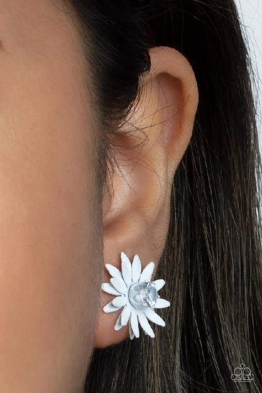 classic cubic zirconia pendant Paparazzi Earring ~ Sunshiny DAIS-y - White