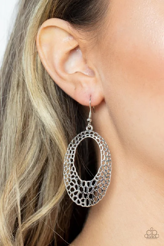 handcrafted gemstone ring women Paparazzi Earring ~ The HOLE Nine Yards - Silver
