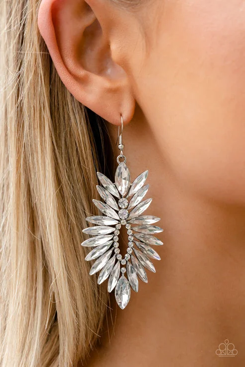 delicate chain necklace gold Paparazzi Earring ~ Turn up the Luxe - White