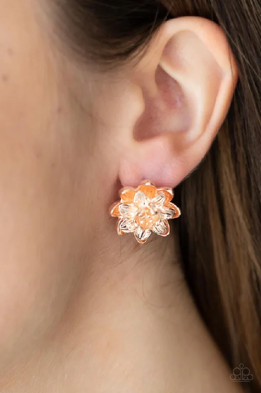 unique tribal silver ring Paparazzi Earring ~ Water Lily Love - Rose Gold