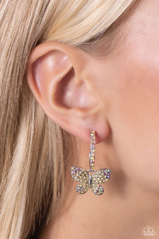 sleek black titanium ring Paparazzi Earring ~ Whimsical Waltz - Yellow