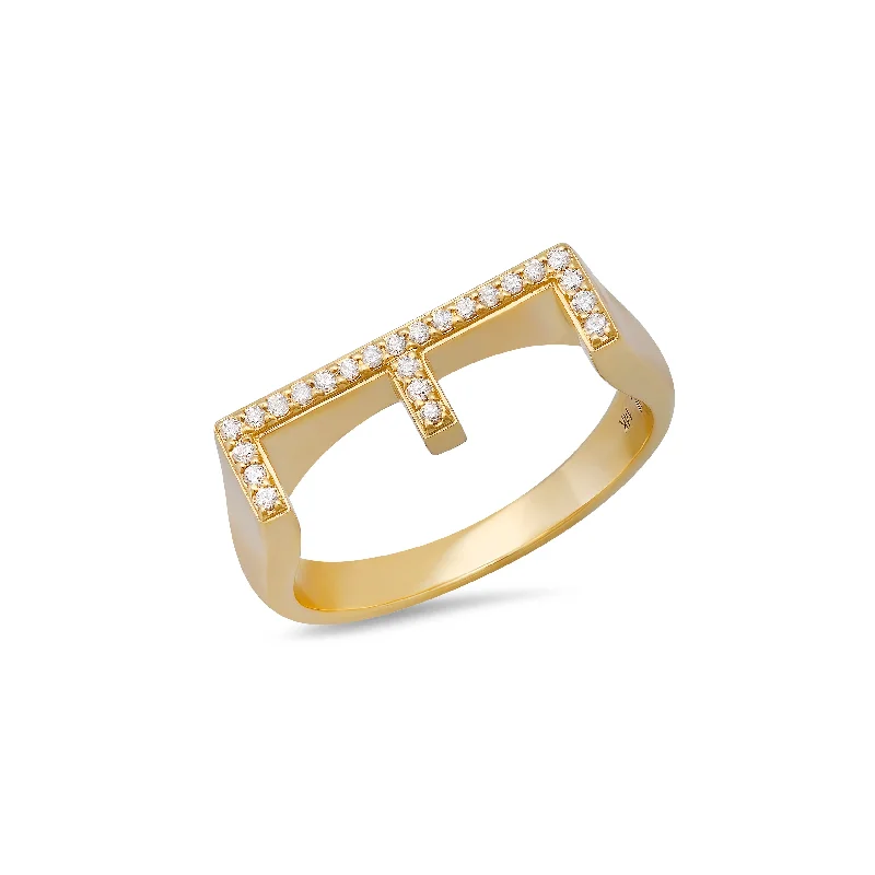 Pave Diamond Chunky Initial Ring