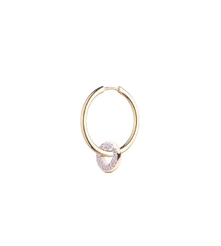 minimalist silver stacking bangles Pave Side Heart Beat : Medium Hoop Earring