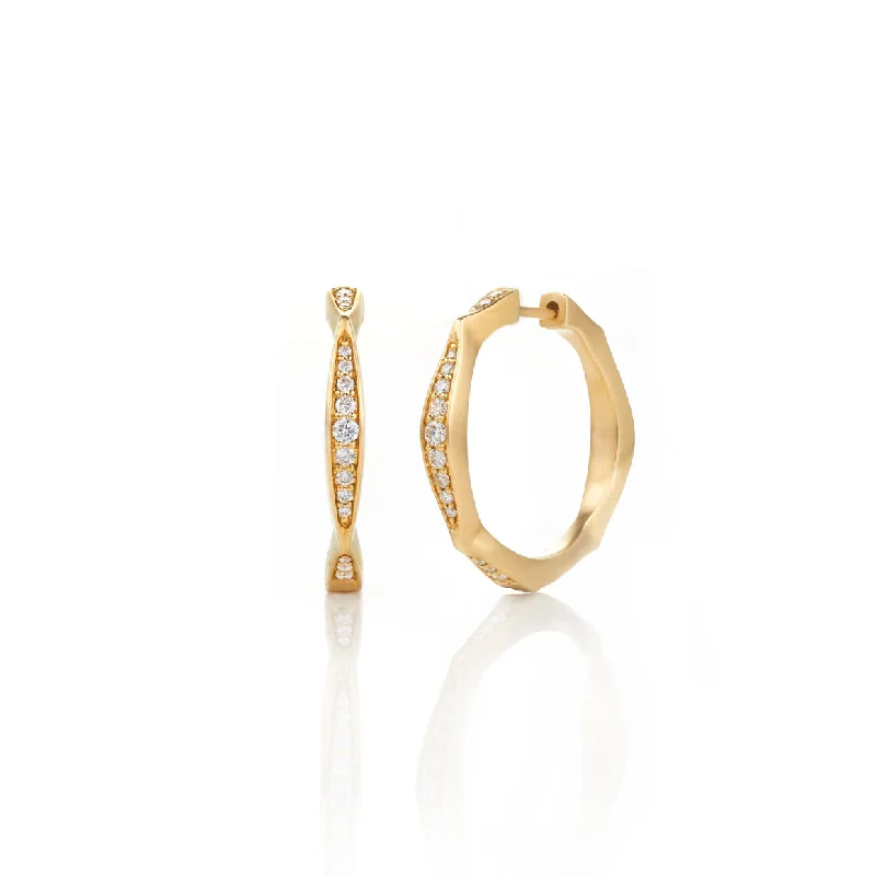 vintage diamond brooch Pavéd wave hoops
